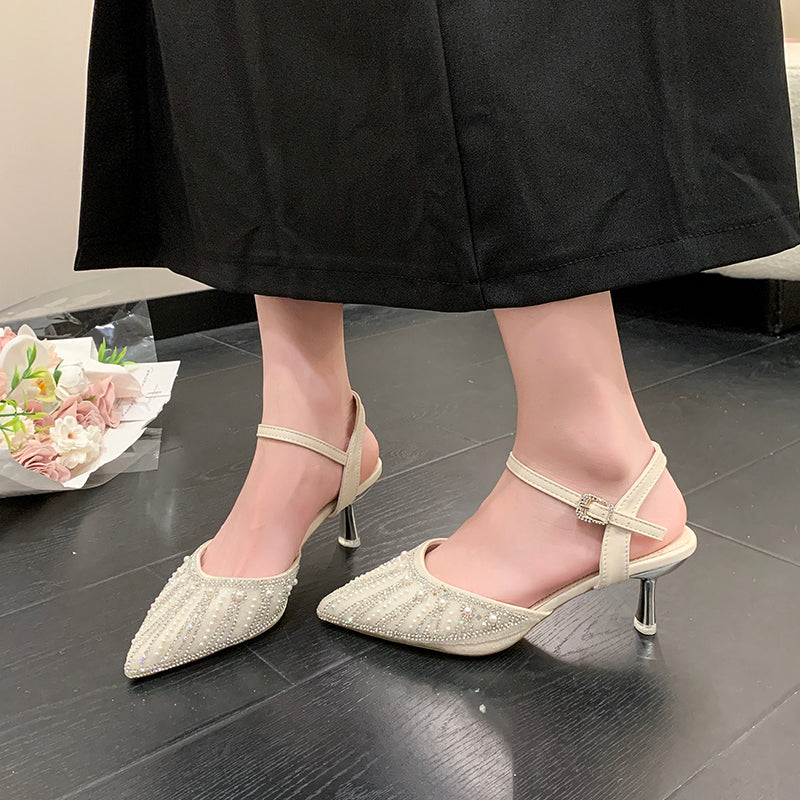 Sandales d'orteil pointu à moitié fermé pour femmes