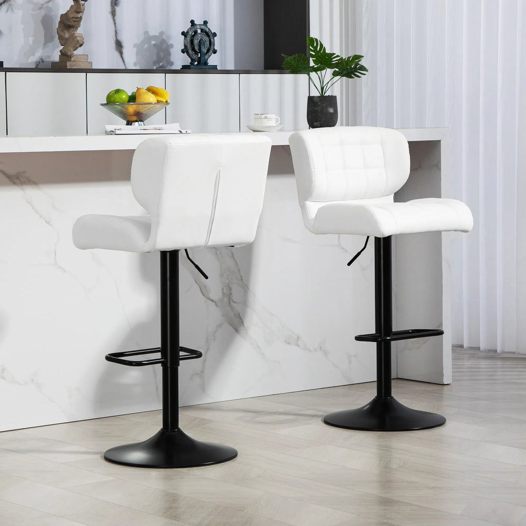 Tabourets en cuir PU pivotant Set de 2 tabourets réglables avec repose-pieds pour cuisine