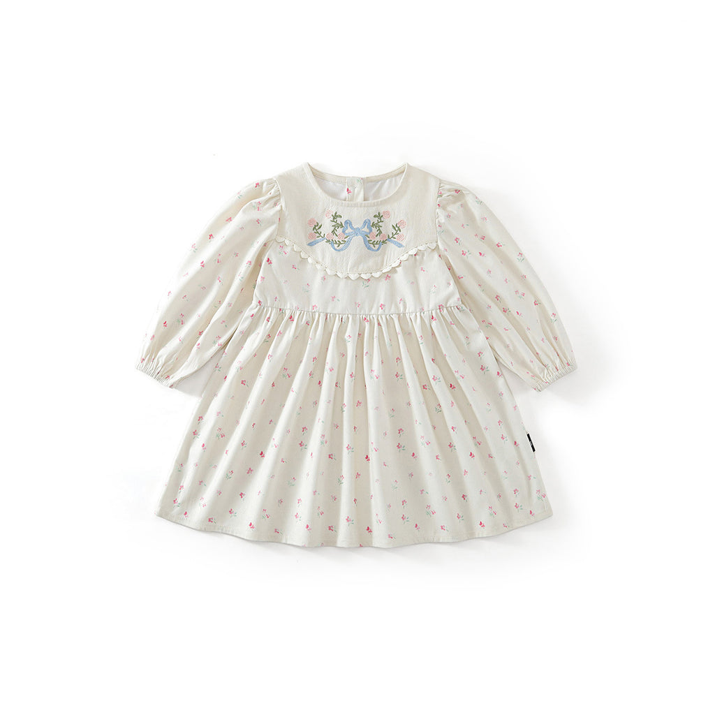 Robe brodée Florale Vintage style français pour filles