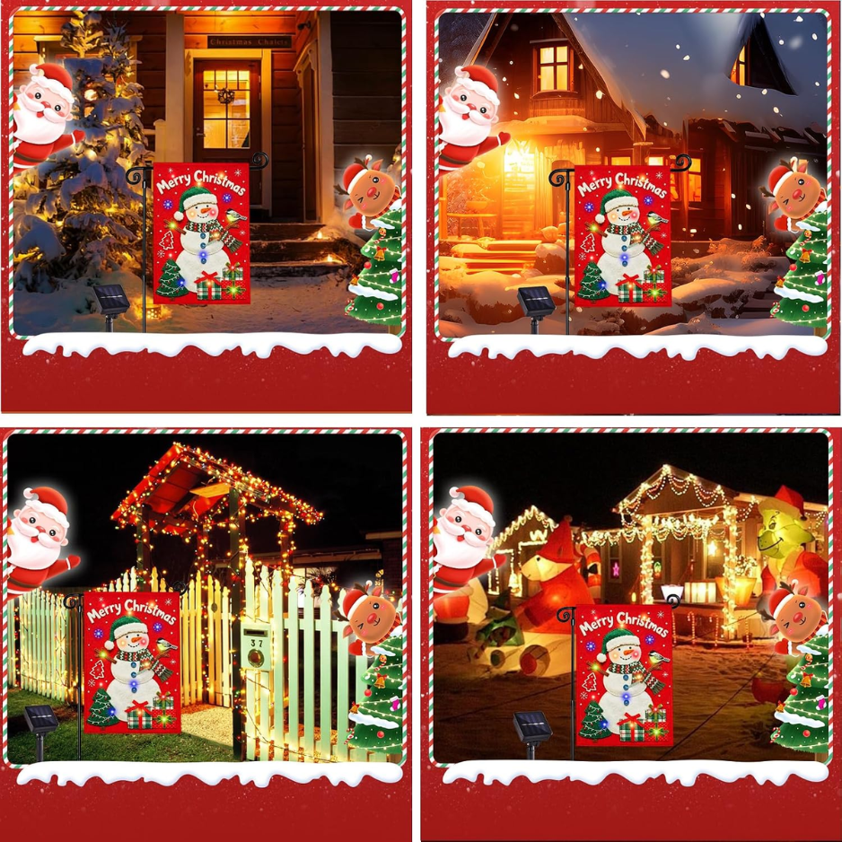 Décor du drapeau du jardin de Noël Red Snowman