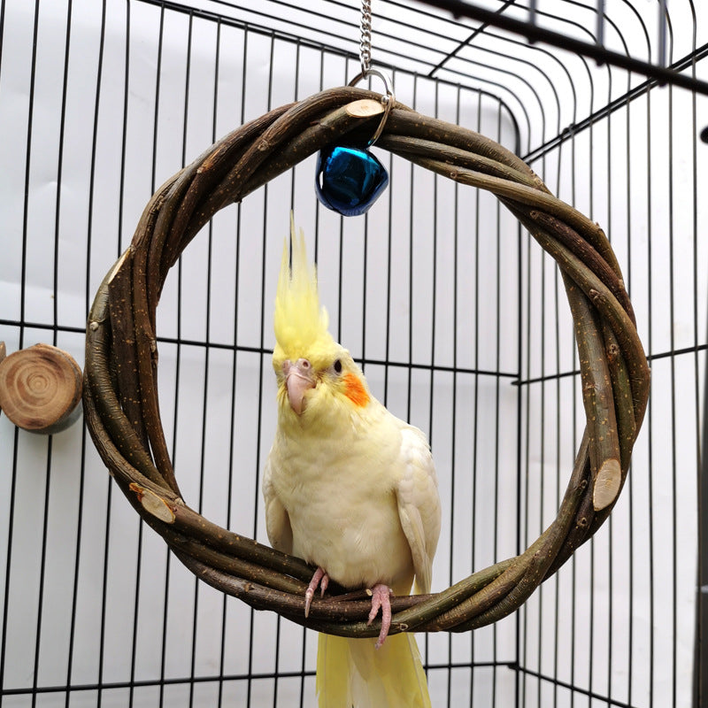 Oiseaux Cadre debout Ring Rattan Toy Chewing Cage d'oiseau