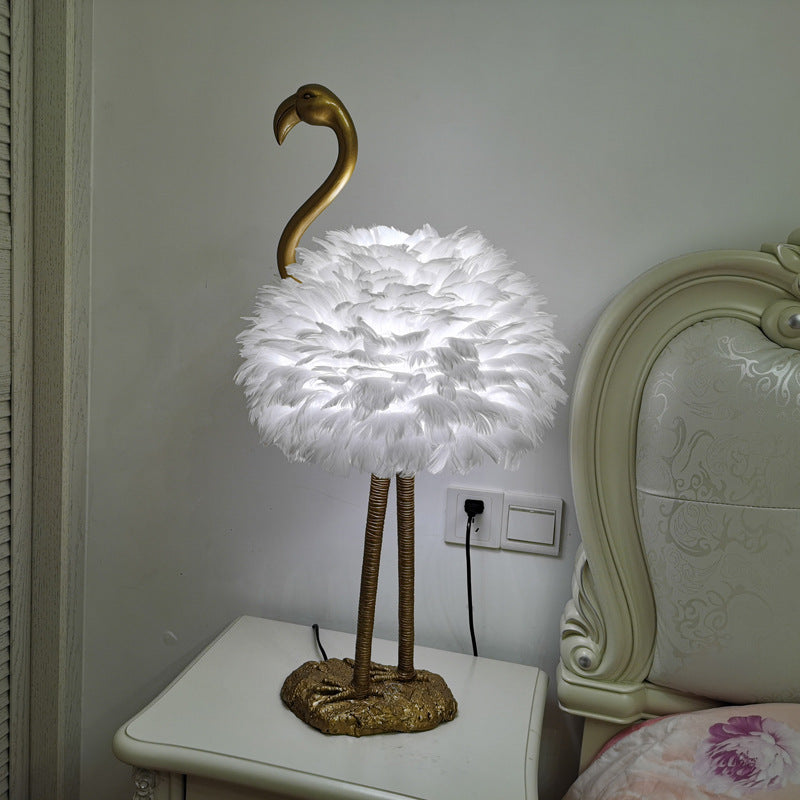 Lampe de table à plumes nordique