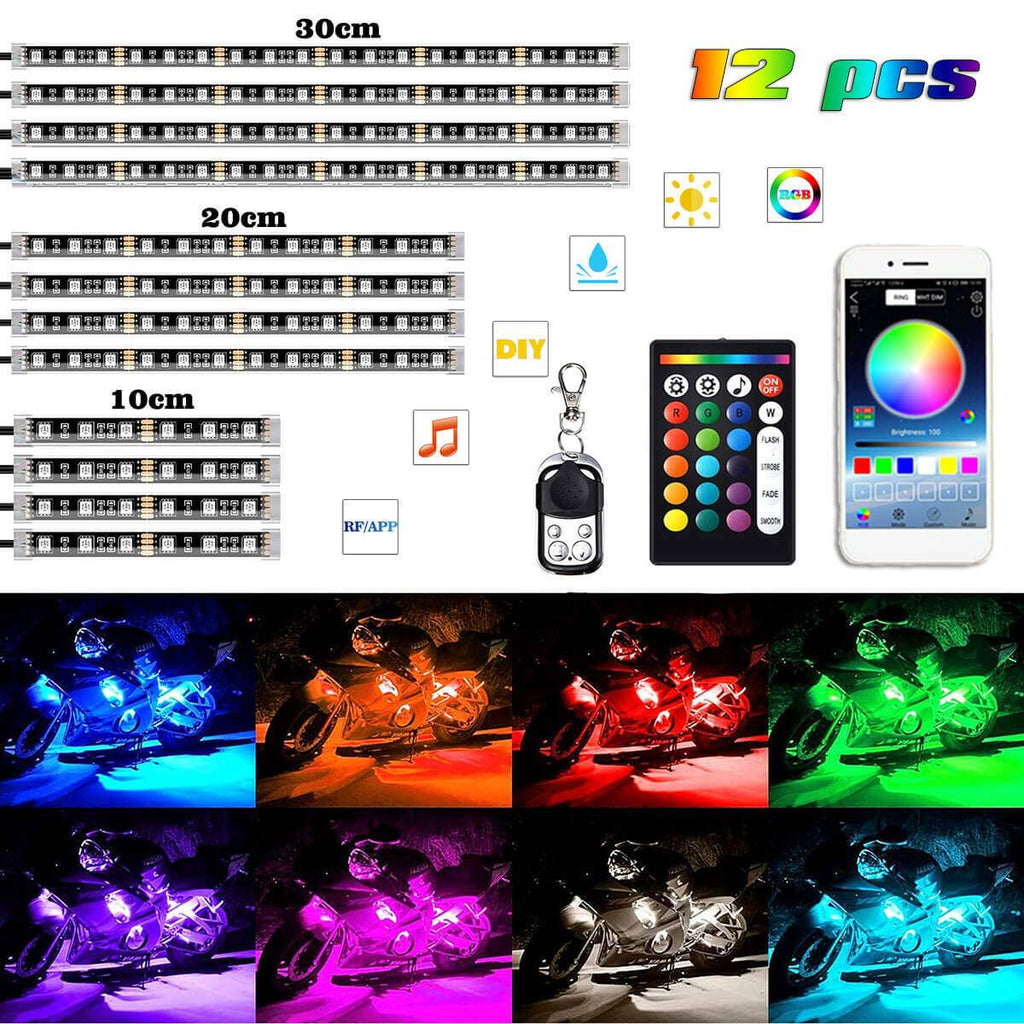 12X RGB Kit de lumière LED de moto sous la bande de corps Glow pour Harley-Davidson