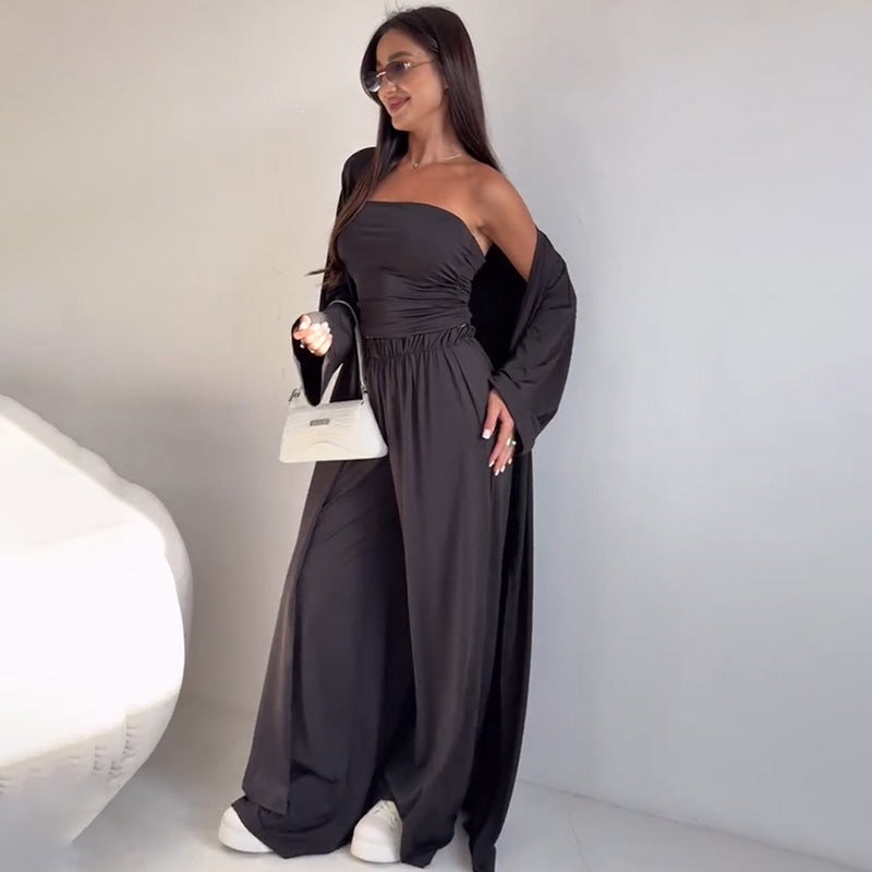 Cross Border European and American Style Women's Fashion Casual Loose Three Piece Set longue