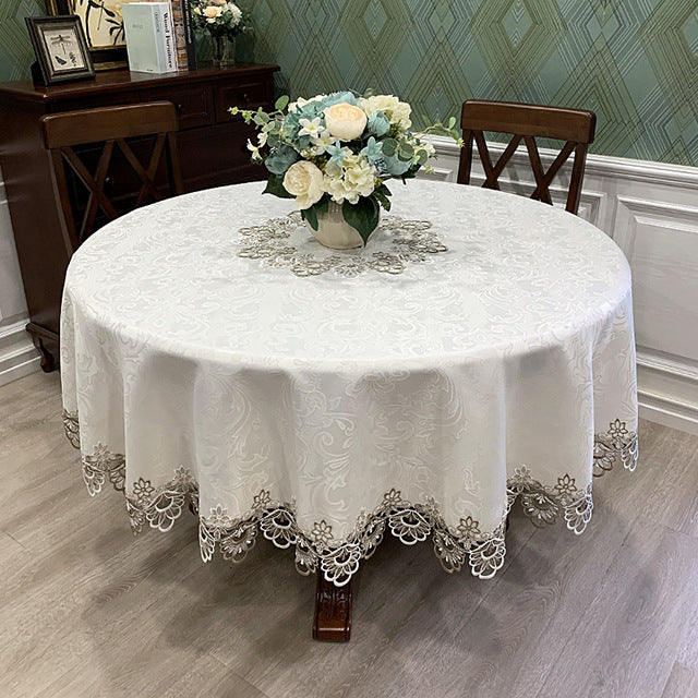 Dentelle ronde de style européen Couvercle de table simple de couleur solide