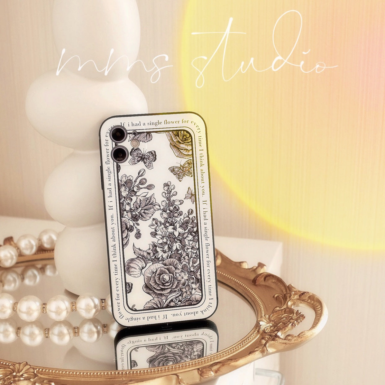 French Retro Flower Lens Couverture de protection anti-goutte en silicone tout compris