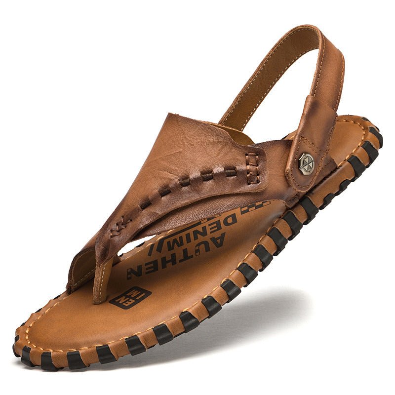 Cuir véritable en cuir extérieur Flip-Flops pour conduire anti-odeur et cool