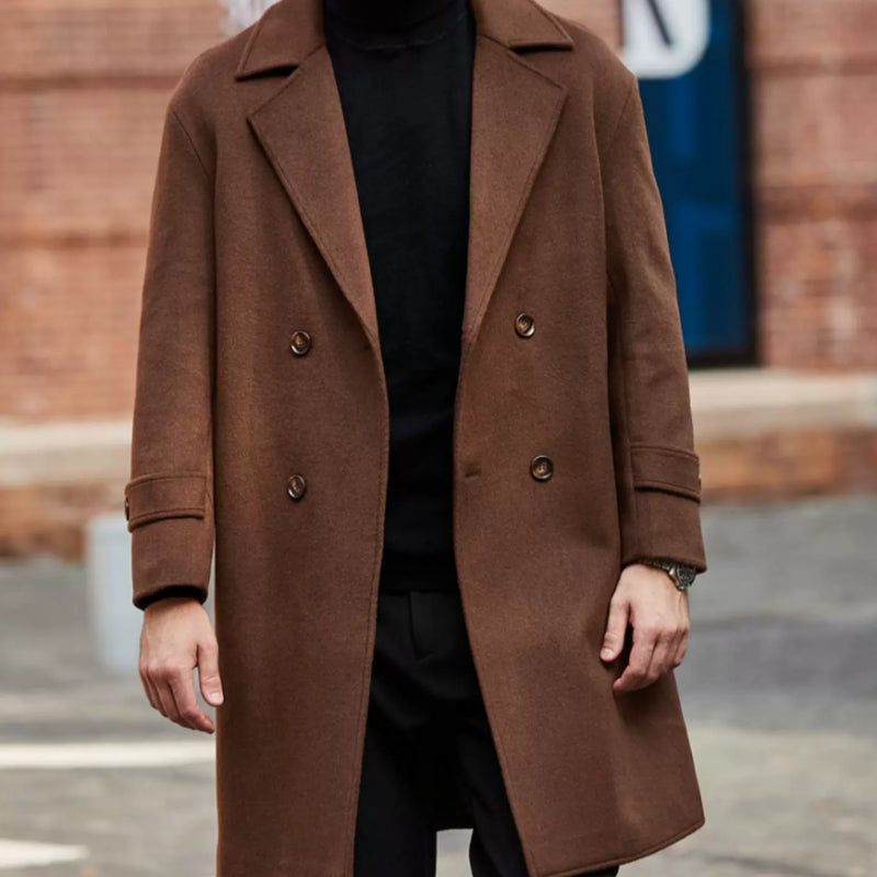 Manteau de tranchée en laine à épaule rabattue