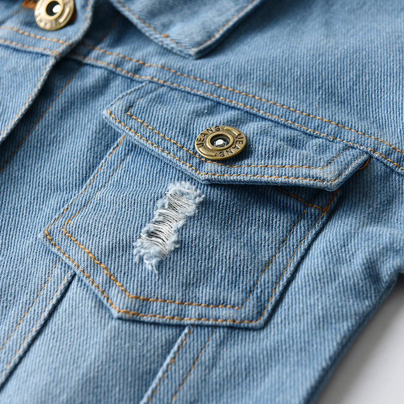L'usure de cardigan denim courte manches longues L'usure des enfants
