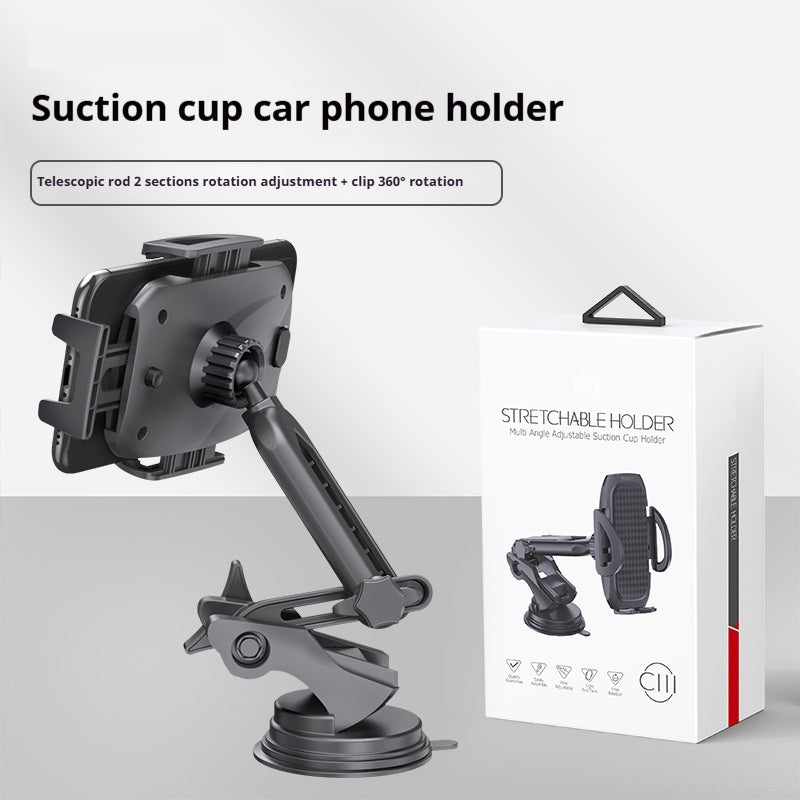 Car Mobile Phone Bracket Sucker Double Rod Rotatable Telescopic Arm