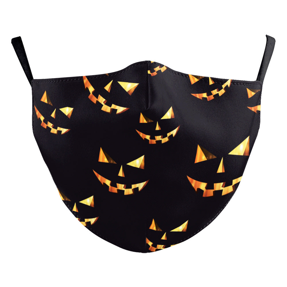 Masque d'impression numérique Halloween double couche en soie de lait