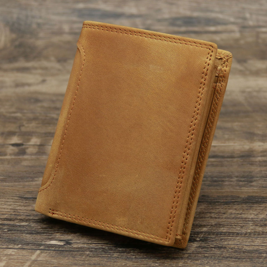 Portefeuille vertical rétro en cuir véritable pour hommes