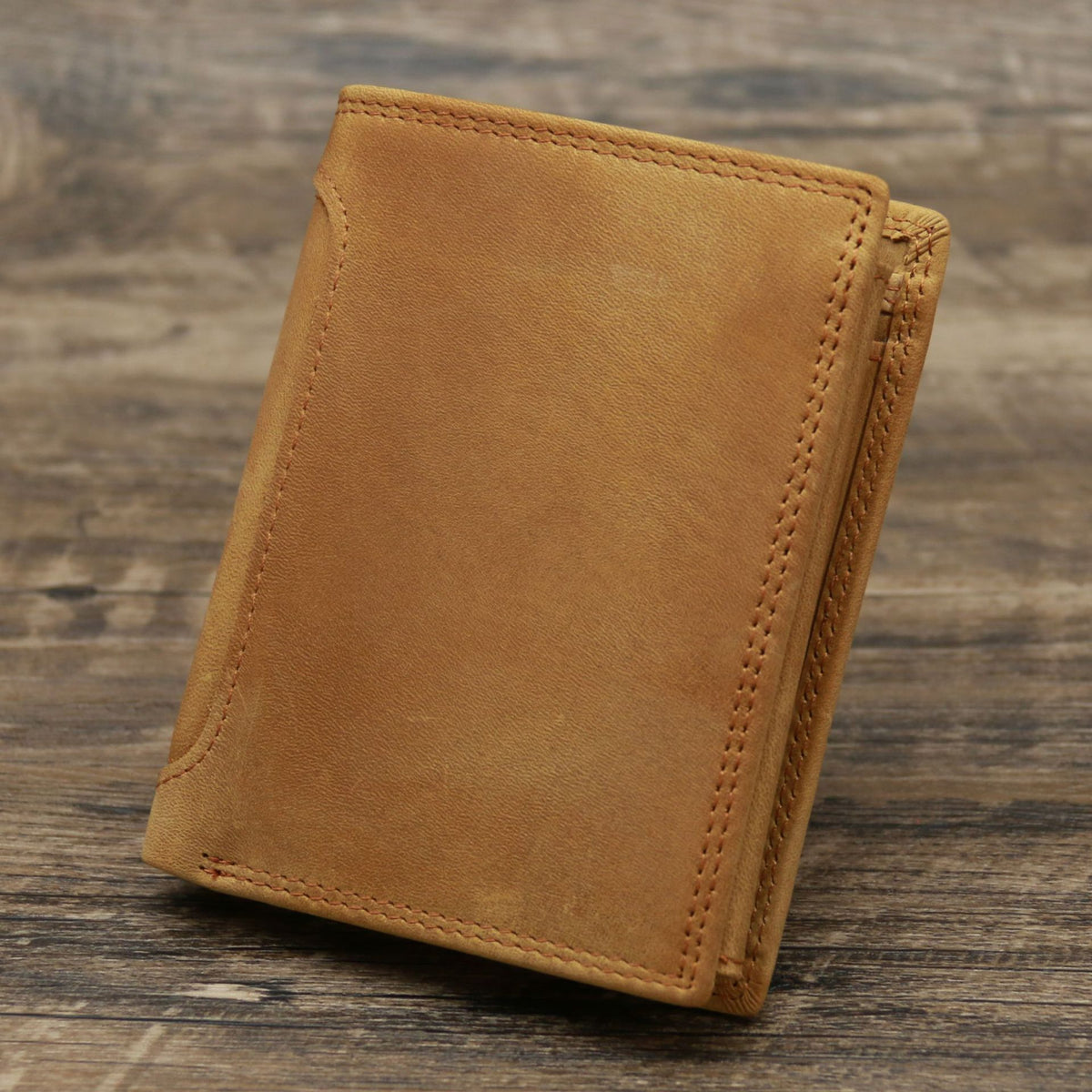 Portefeuille vertical rétro en cuir véritable pour hommes