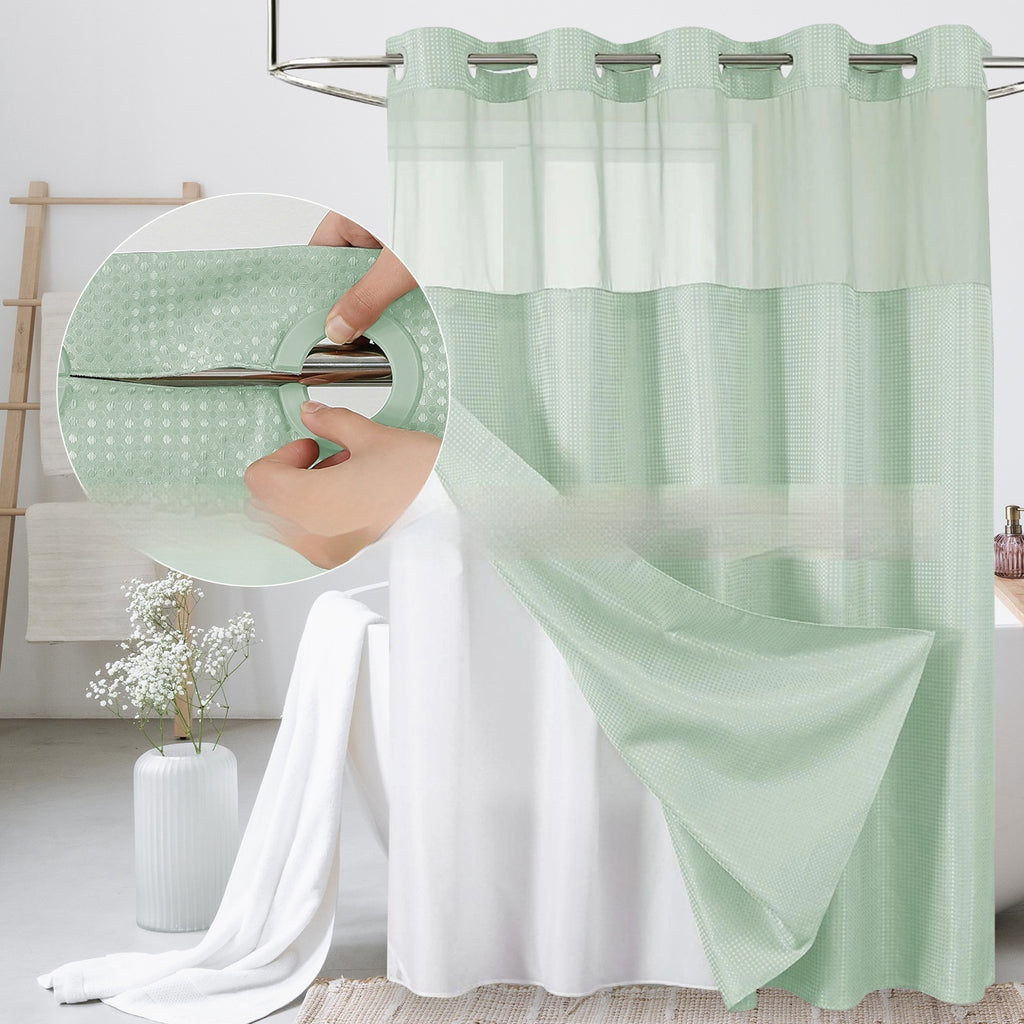 Rideau de douche à double couche en forme de gaufre, de couleur unie