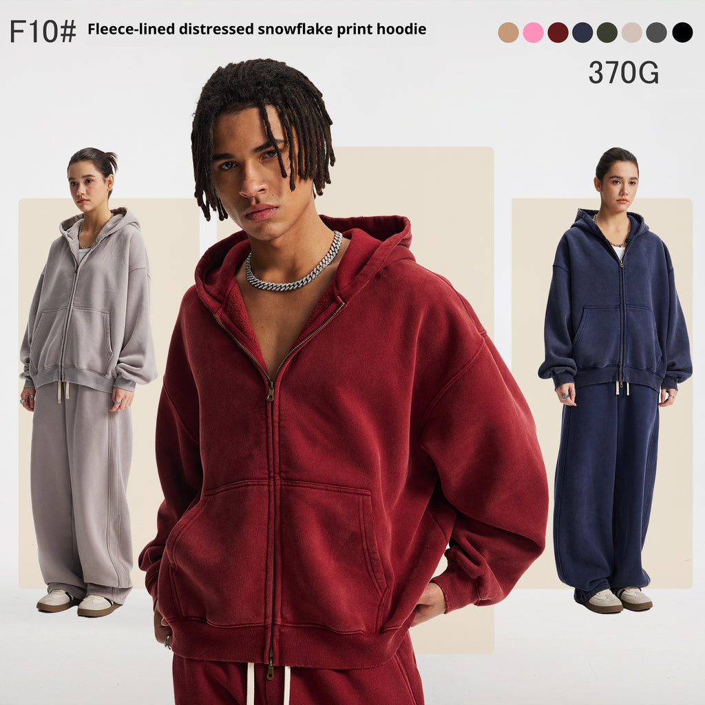 Veste zippée à capuche lavée pour hommes