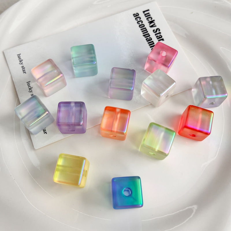 Perles UV plaquées Matte Acrylique Cube