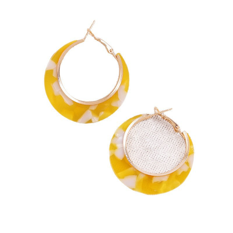 Designer Inspired Couleur Block Acétate Large C Boucles d'oreilles Acrylique Stud