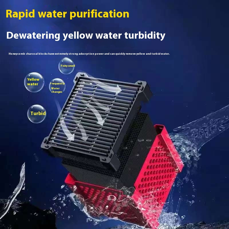 Poisson réservoir de purification de l'eau Cube activé carbone matériau Honeycomb