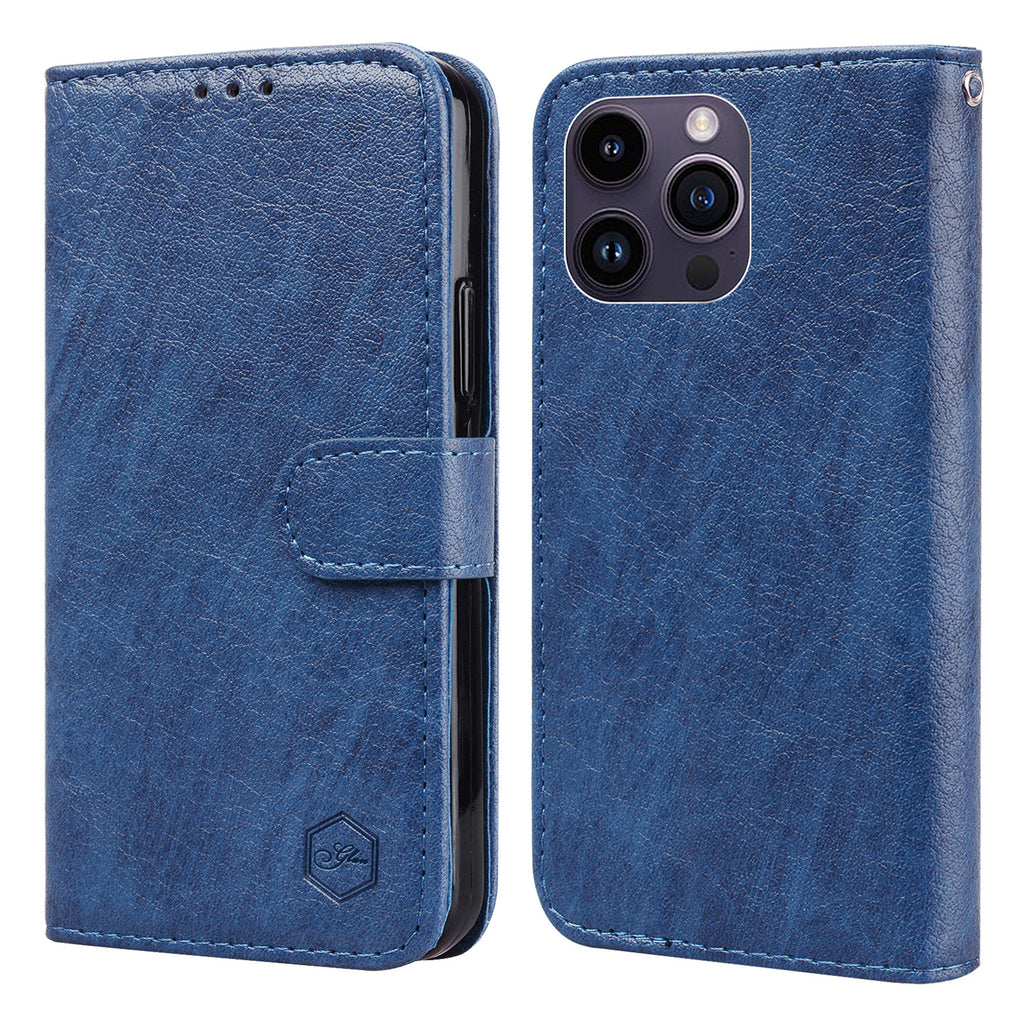 Solid Color Cloud Oil Leather Mobile Phone Leather Case Flip Protective Cover