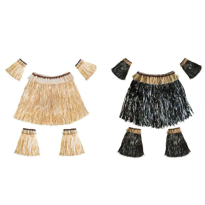 Hawaiian Style Grass Skirt Set