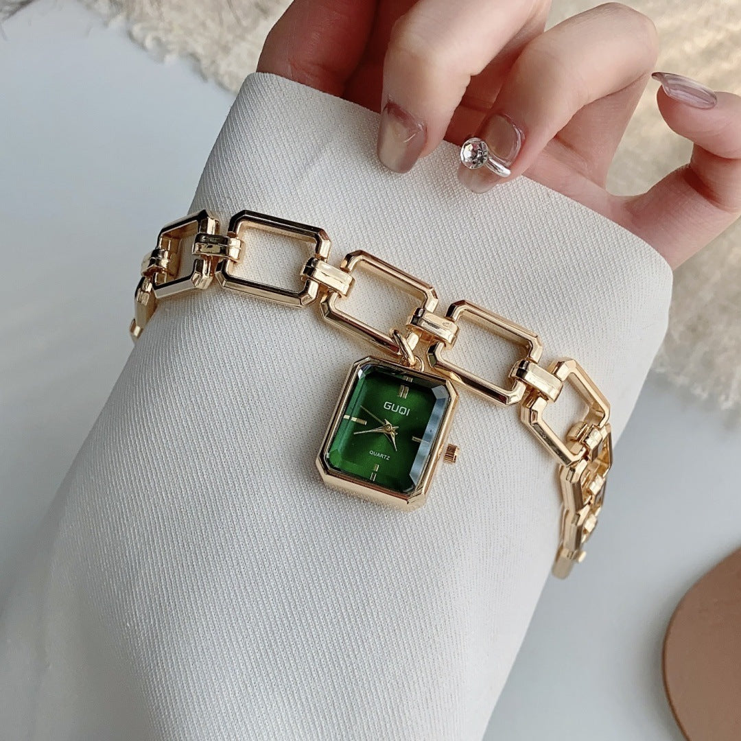 Femmes Montre décorative avec pendentif carré et style bracelet