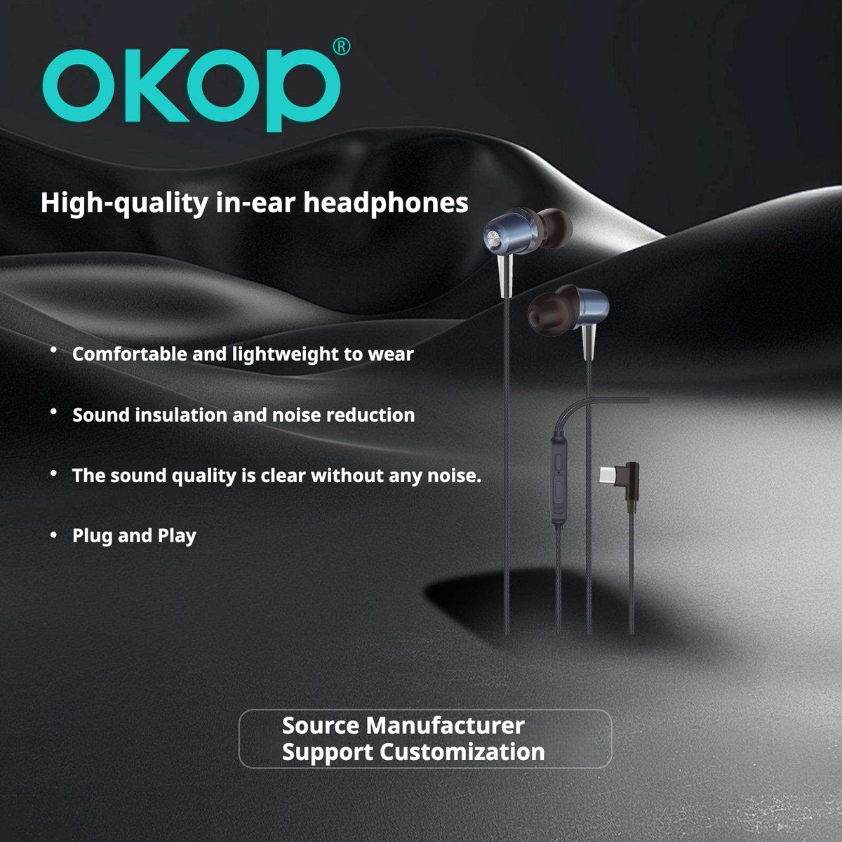 KP-243 Écouteurs USB-C filaires en ligne avec commandes en ligne Haute qualité sonore L