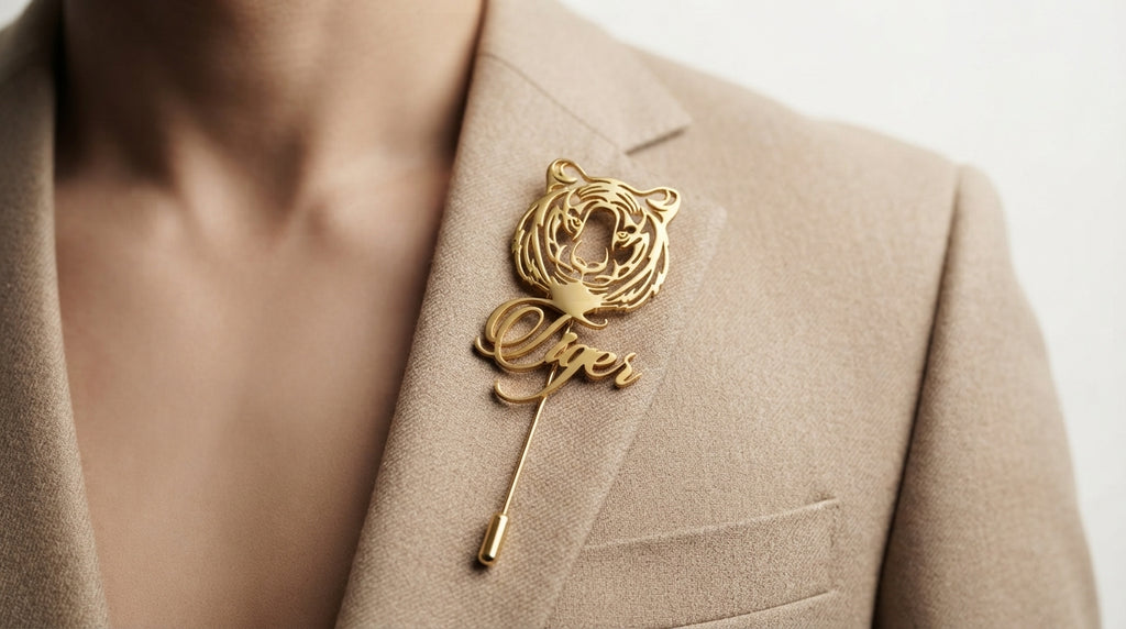 Pinceau personnalisé en argent plaqué or 24K