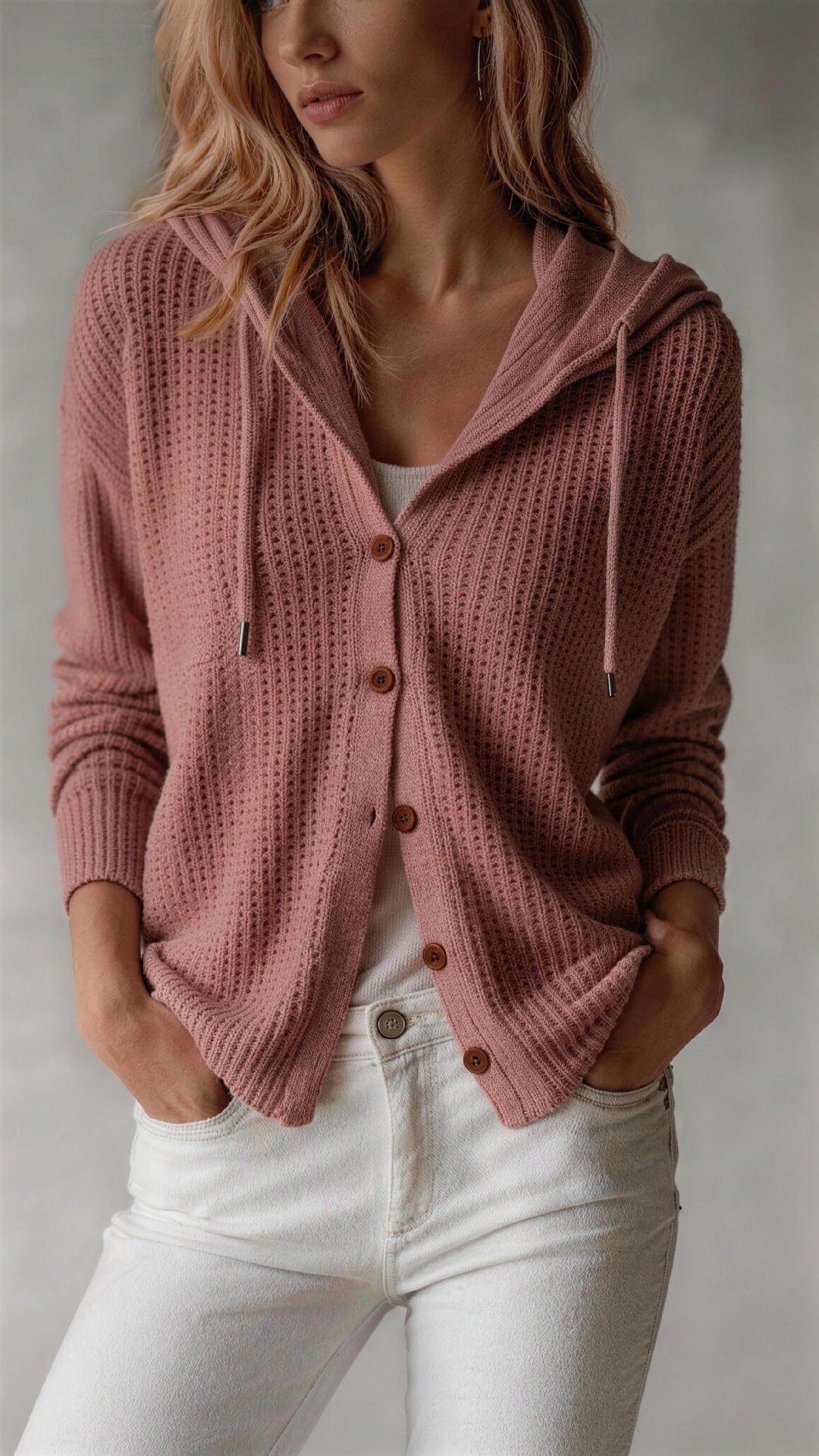 Manteau de cardigan à capuchon pour femmes