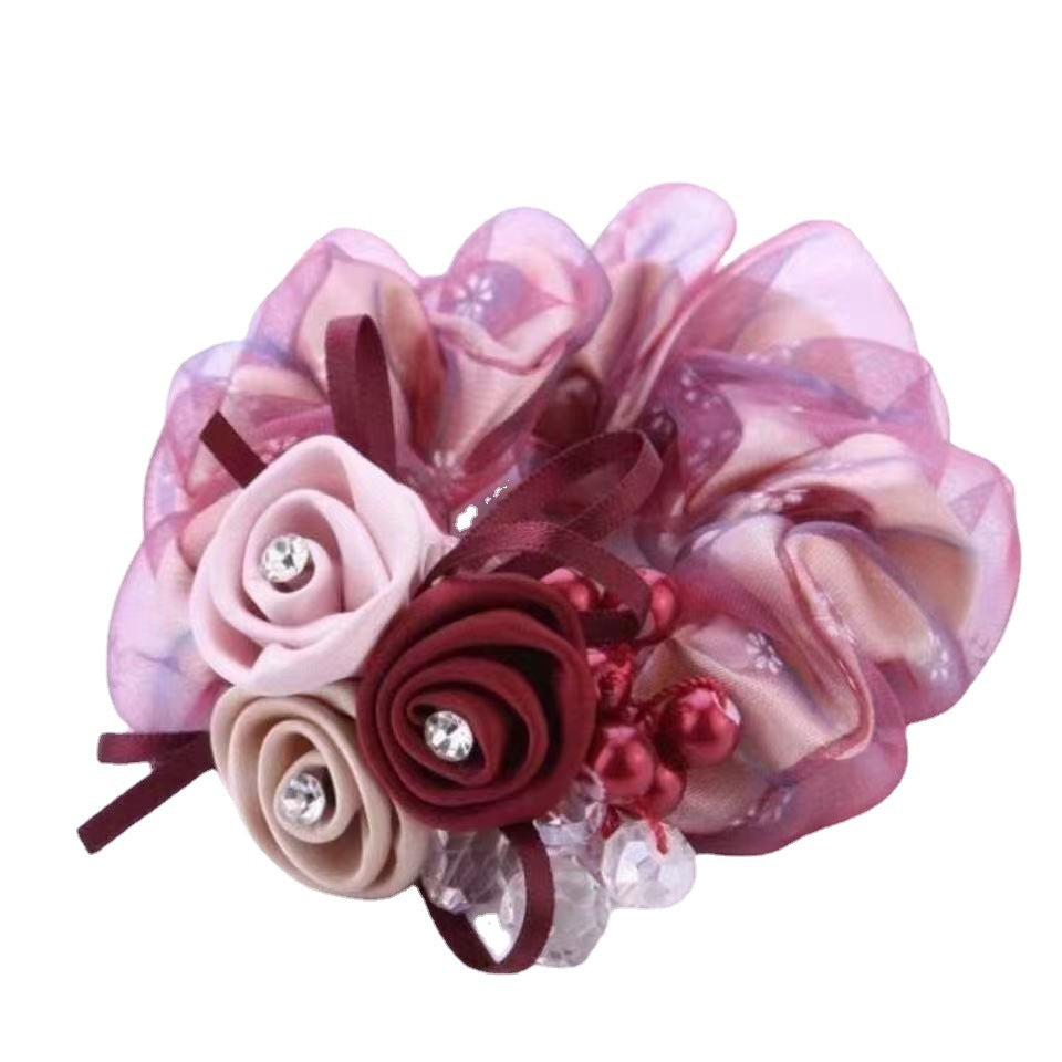 Scrounchie Femelle Headflower Headrope Flower Ponytail Grande bande intestinale
