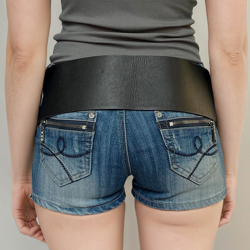 Retro élastique en forme de coeur Ceinture en cuir pour la taille