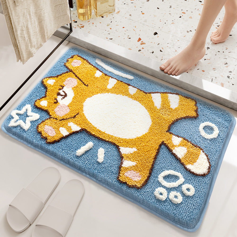 Flocked Home Doormat Salle de bain Rug Absorbent Mat antidérapant Chambre à pied Pad