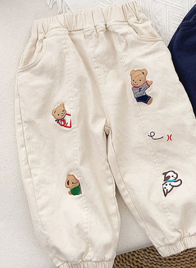 Garçons Pantalons avec Broderie Fun et Cuffed Hems