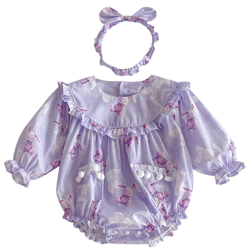 Bébé fille Triangle Rompers robe violette
