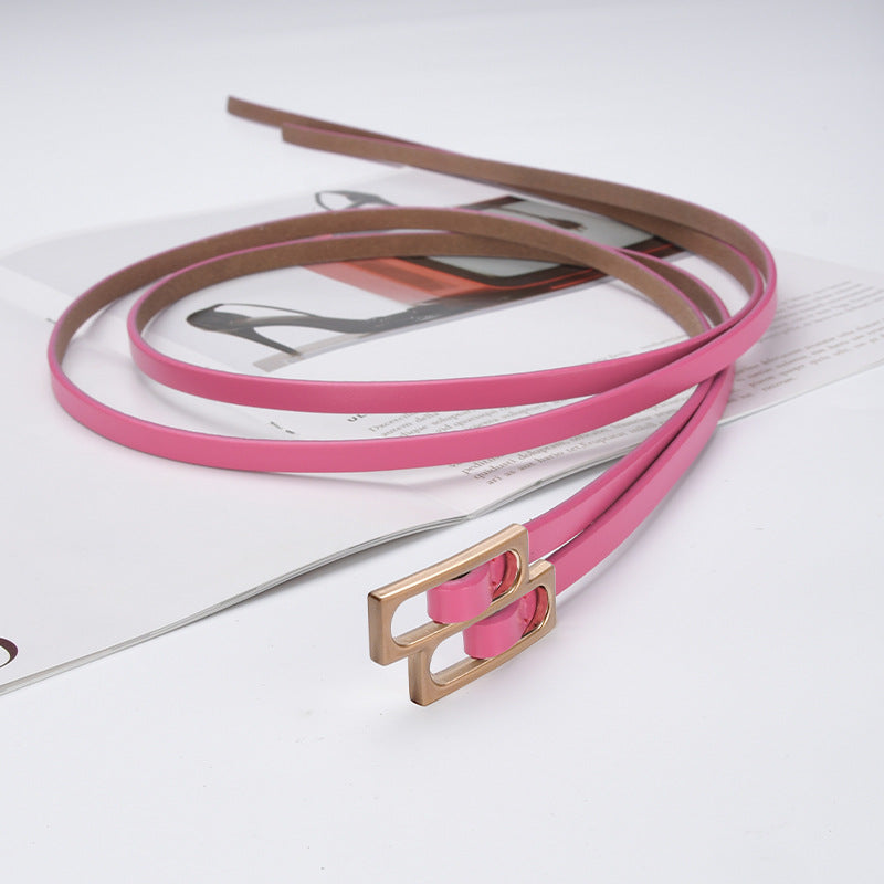 Ceinture en cuir casual rétro pour femmes avec double boucle
