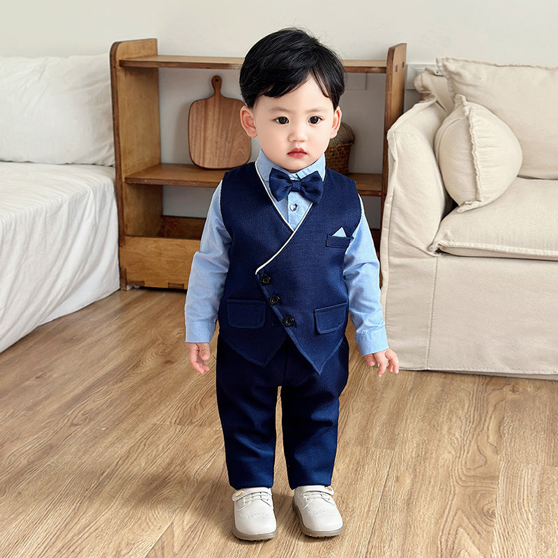 Printemps et automne Vêtements de bébé à manches longues Enfants Trois-pièces Gentlemans Taille formelle Wi