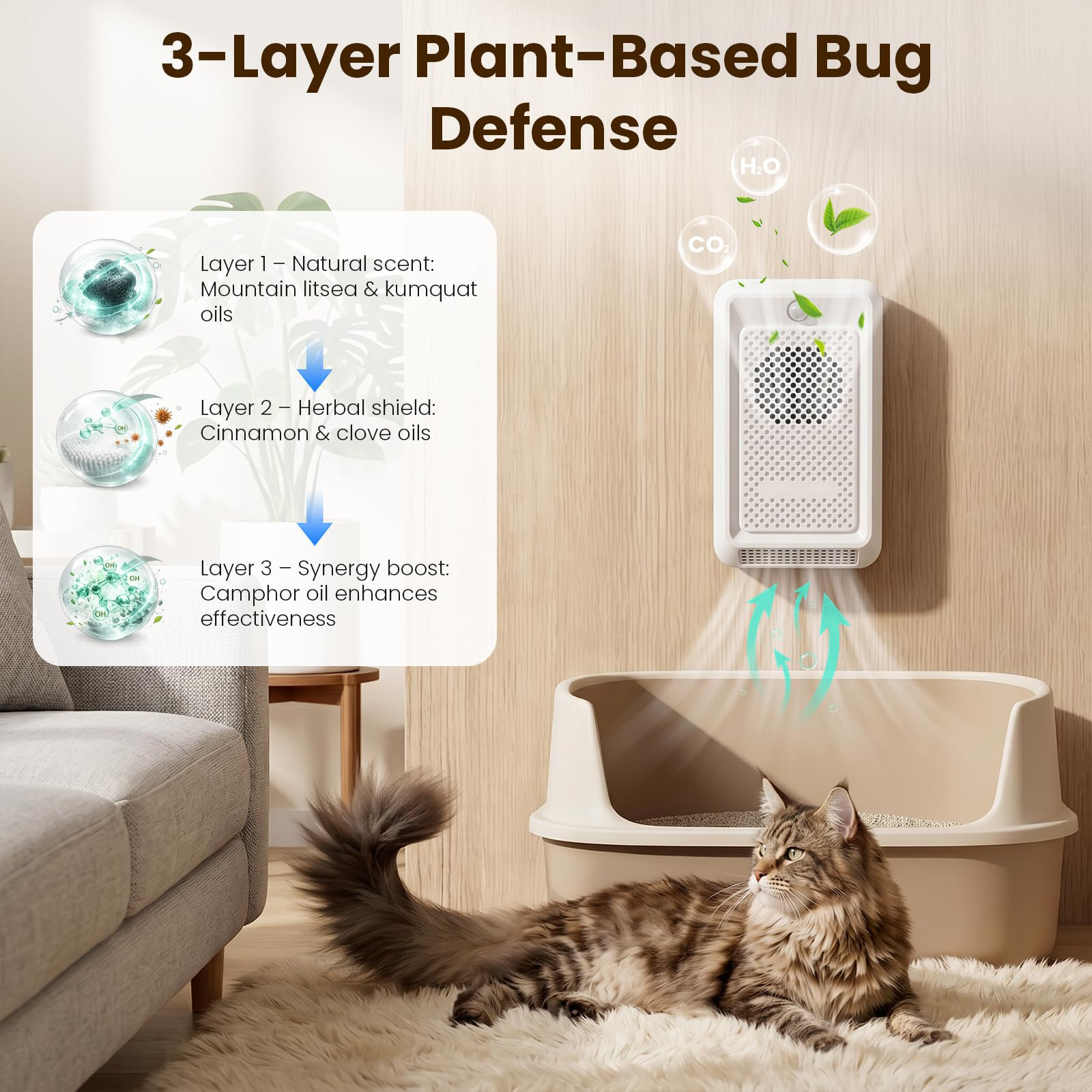 Désodorisant pour chat - Blanc ABS Rechargeable Pet Odor Eliminator Avec Interna silencieux 30dB
