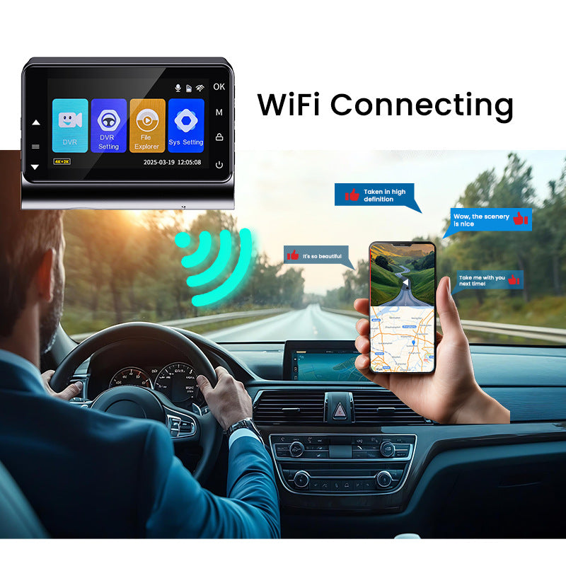 3-inch 4K 2K HD Dash Cam Front and Rear