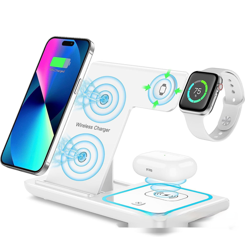 Chargeur sans fil pliant de quatre en un Chargeur sans fil de trois en un