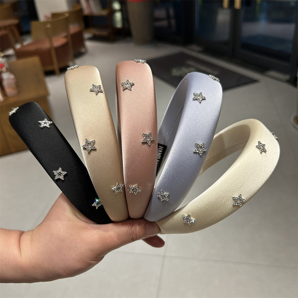 Bandeau pour femmes Haut bandeau de la Couronne avec strass étoilé Clip pour cheveux pour flyaways