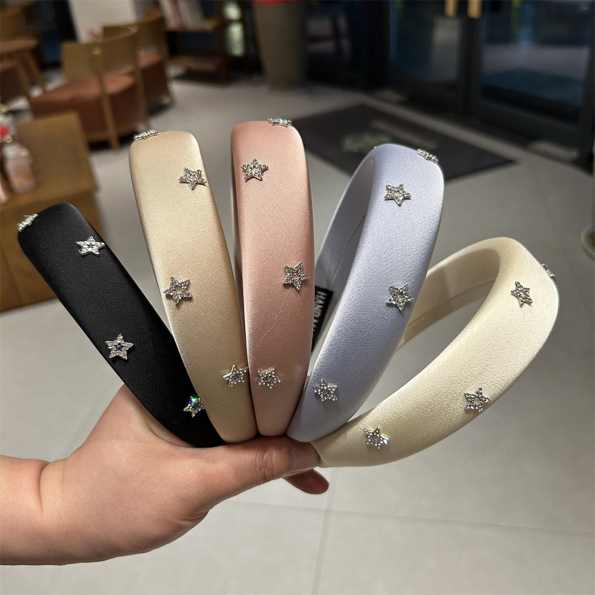 Bandeau pour femmes Haut bandeau de la Couronne avec strass étoilé Clip pour cheveux pour flyaways