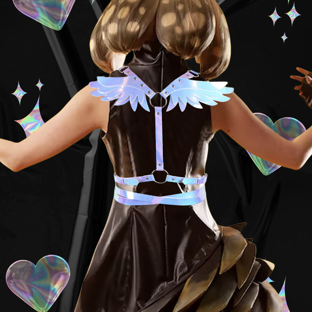 Ceinture de chaîne multicouche en cuir Angel Wings