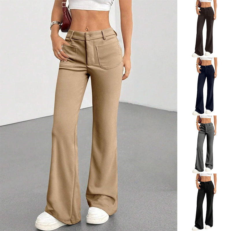 Border European and American Amazon Style Pantalons flamboyants Droite Haute-Waisted Léger Casual