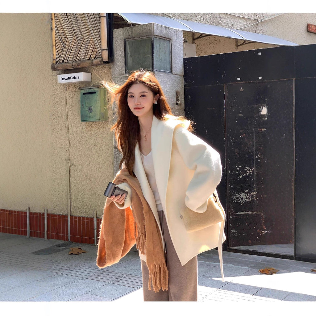 Femme Laine sophistiquée Coat double face