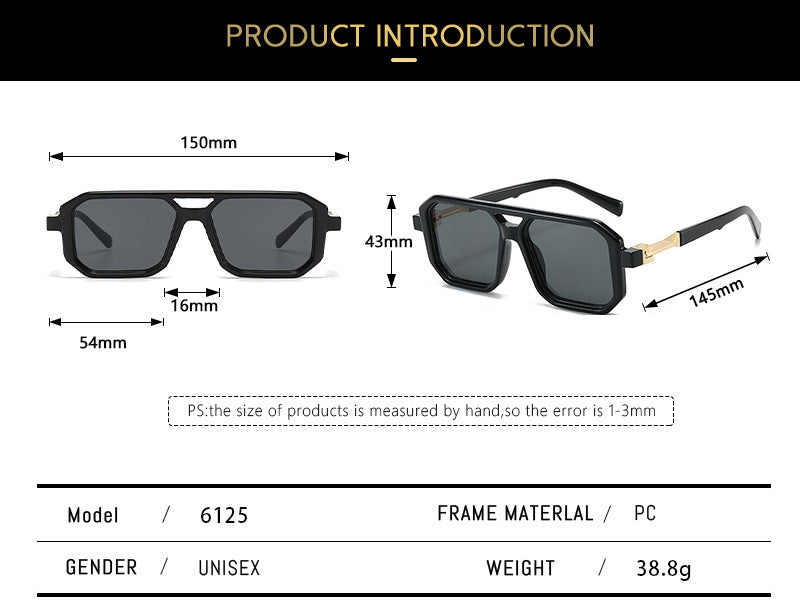 Retro Double Beam Pilot Catwalk Légères Lunettes de soleil de luxe Ins