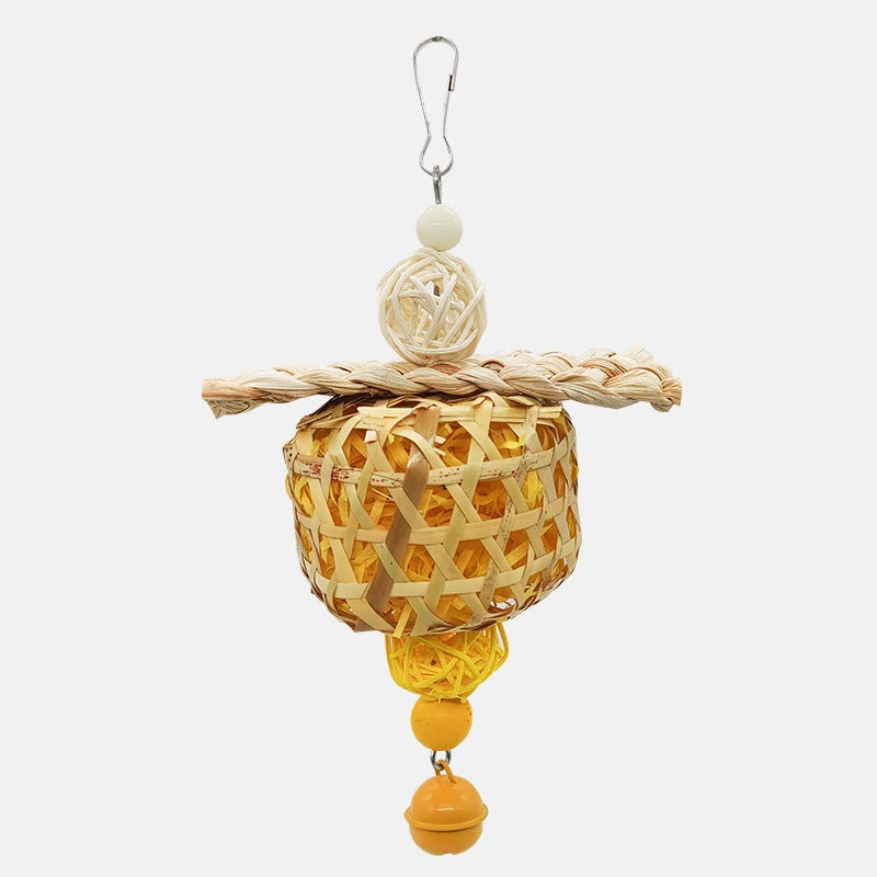 Jouet d'oiseau de perroquet Bamboo Cage Scraps de papier pendentif de maïs