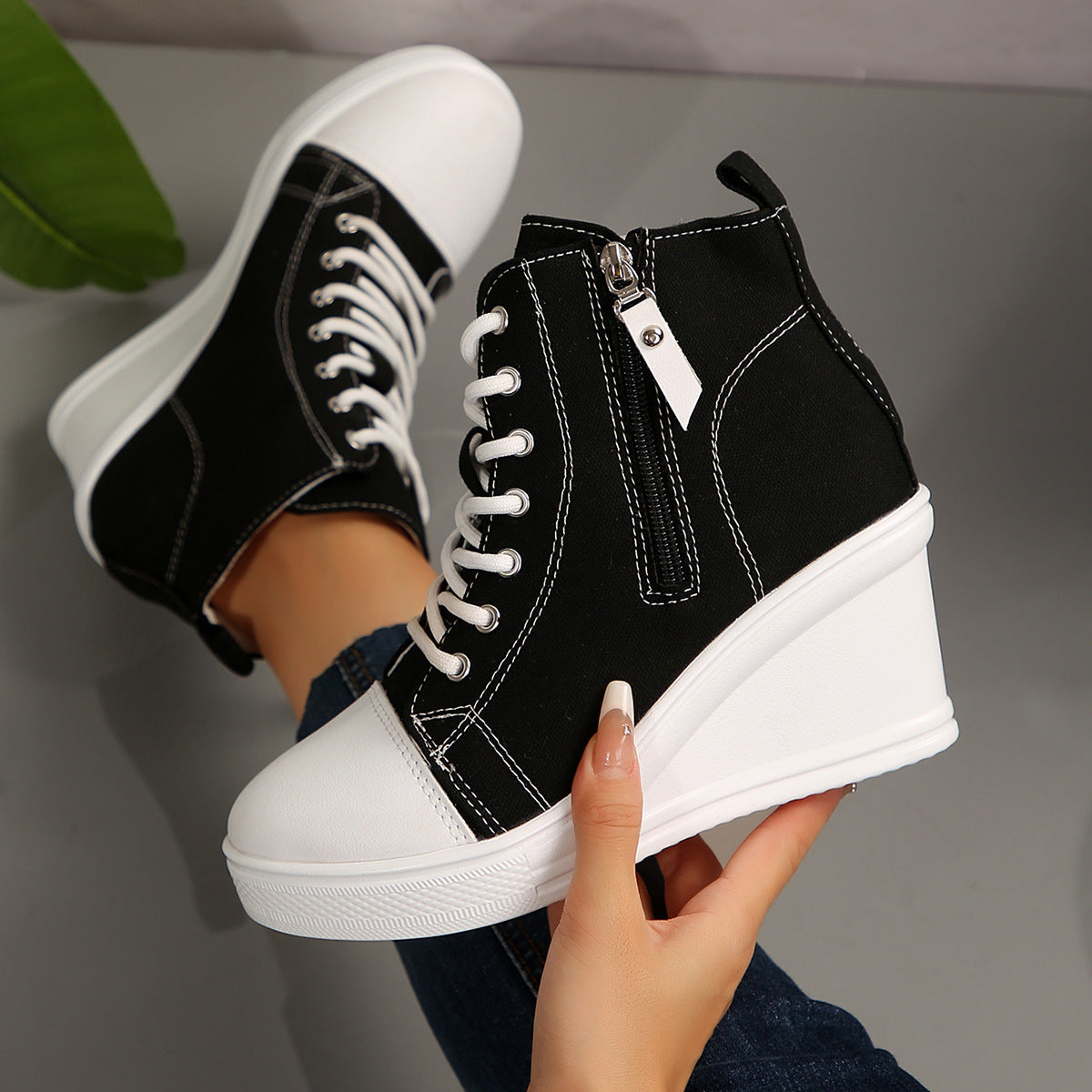 Femmes Mode Versatile Haut-Haut Casual Chaussures en toile