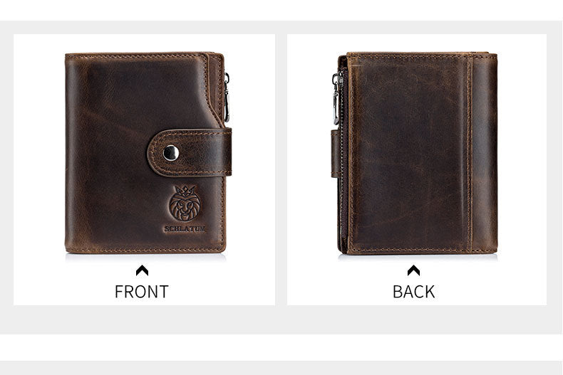 Premier calque Cowhide RFID Antivol cuir pivotant européen et américain retro hommes