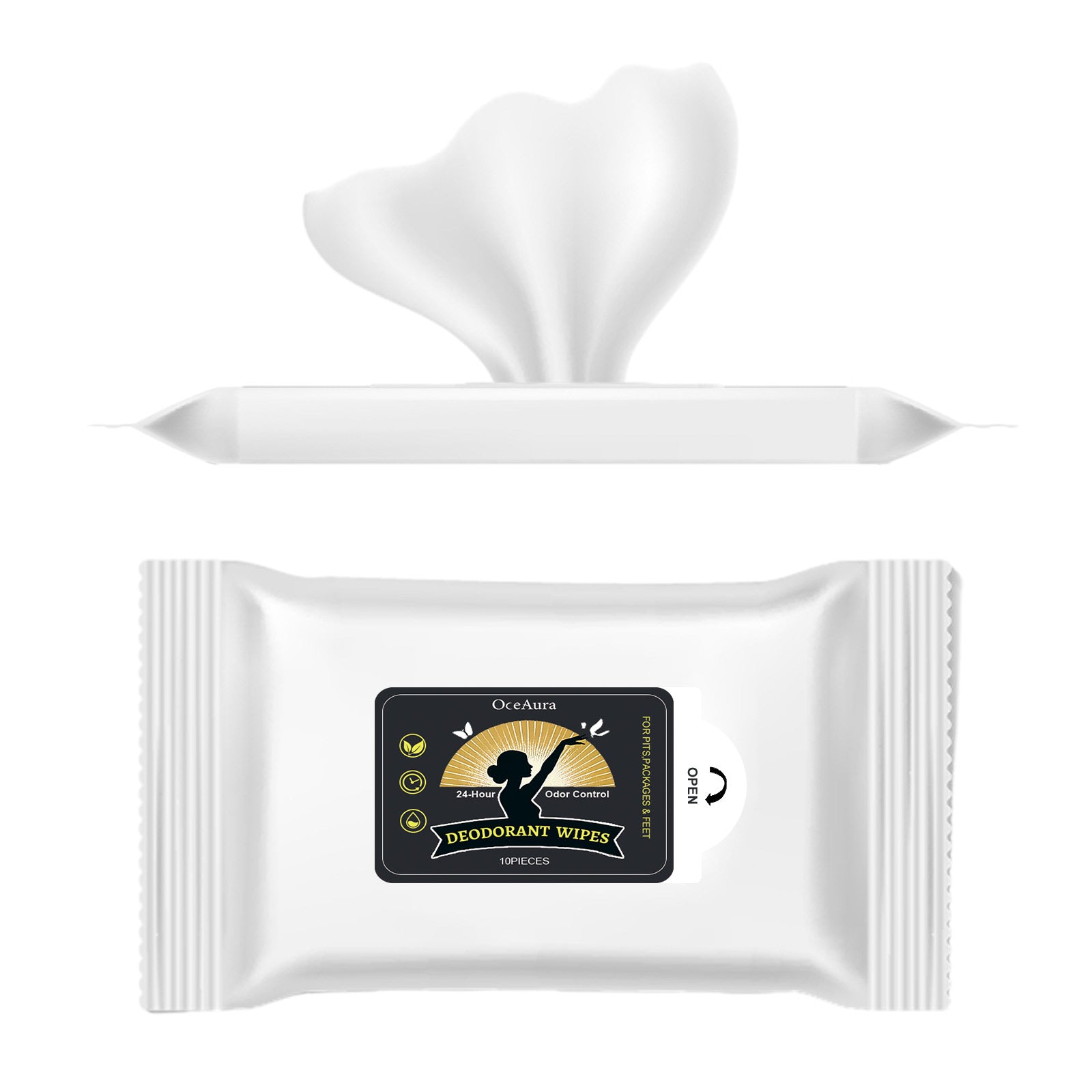 10 pièces1bag d'Odor désodorisant Wipes humides