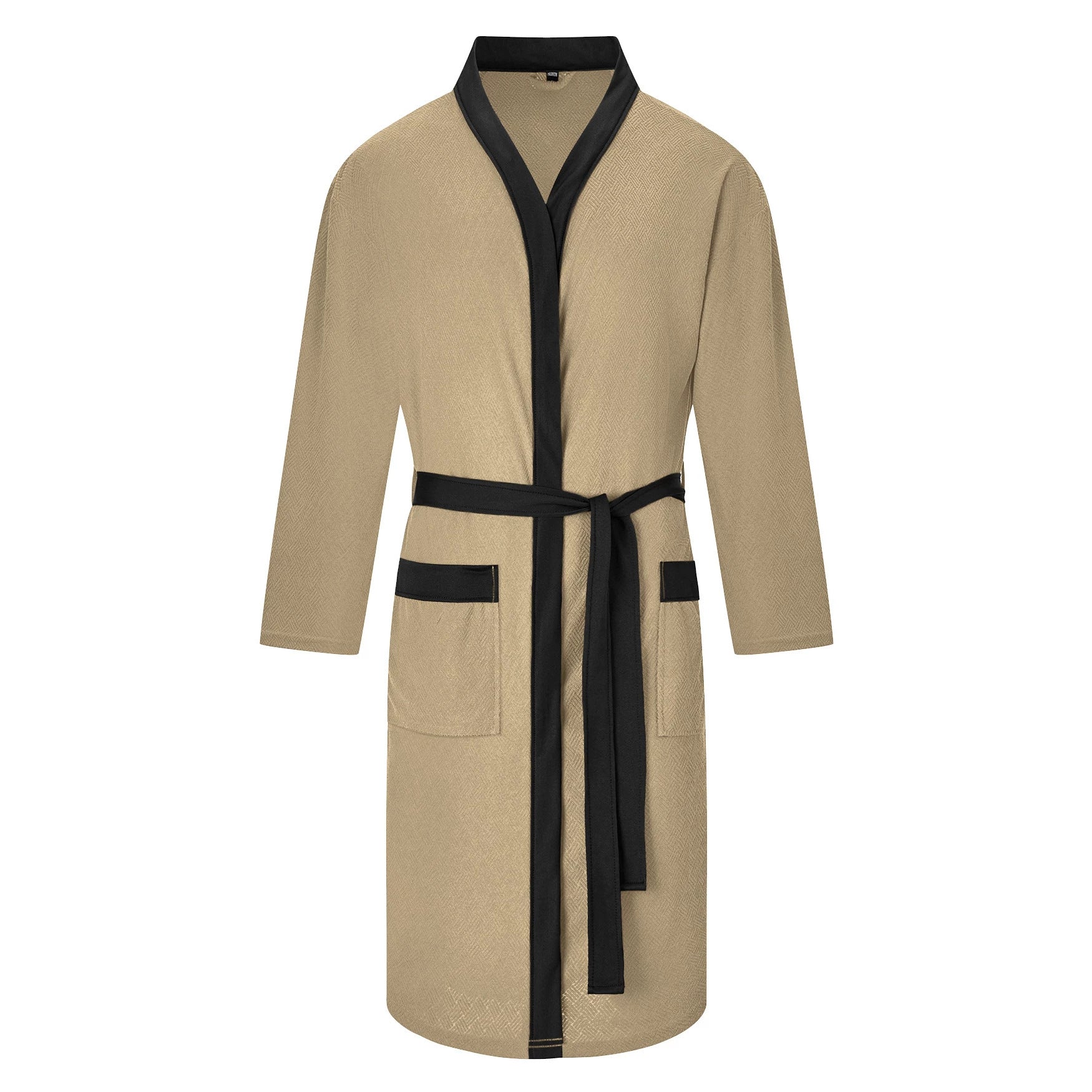 Hommes Twill Terry Cloth Casual Robe longue avec deux poches et cordon de serrage