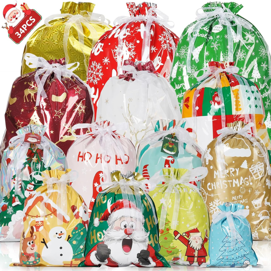 Ensemble de sacs cadeaux de Noël 34PCS